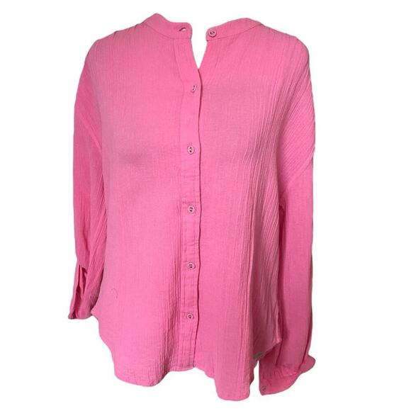 Suzie Kondi Koubi Gauze Button Down Top in Pink Cosmos Size Medium - Picture 1 of 8